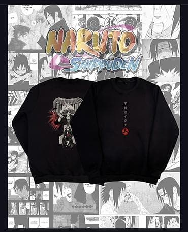 mili geyimler: Naruto Shippuden temalı sweatshirt - Rəng: Qara - Dizayn: Ön tərəfdə — 1