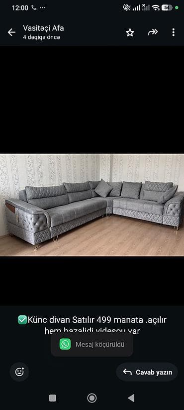 Divanlar: Künc divan, İşlənmiş, Açılan, Bazalı — 1