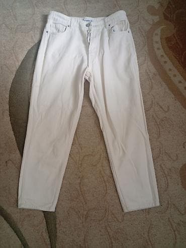 sultan macun: Ağ rəngli klassik cins şalvar - Rəng: təmiz ağ - Material: denim — 1