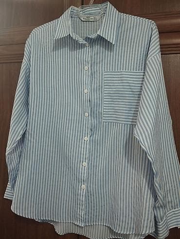 Mavi-ağ zolaqlı qadın köynəyi - Marka: Miss Brown - Model: Klassik — 3