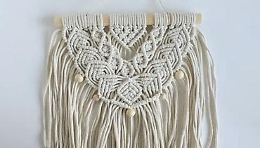 divar ucun dekorlar: Makrame divar bəzəyi – əl işidir - Material: 100% pambıq iplər, taxta — 4