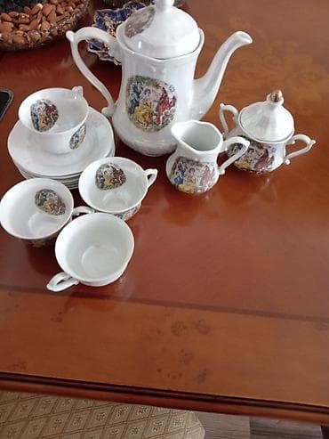 paduqa satisi: Qəhvə dəsti, rəng - Ağ, Farfor — 1