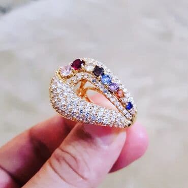 qızıl üzüklər qiymətləri 2022: Toy, Üzük, Swarovski, Sarı qızıl, 750 Əyar, Topaz — 5