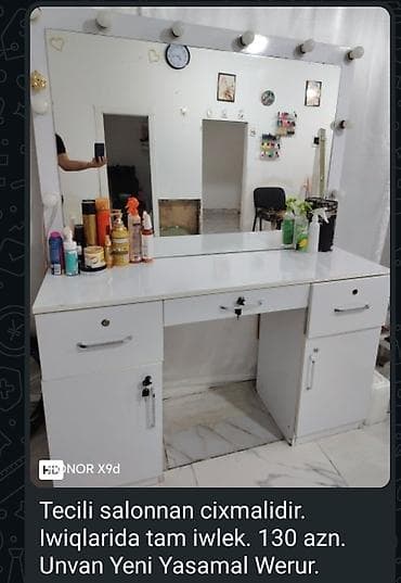 meftil: Vizaj güzgülü makiyaj masası – salon üçün. - Böyük ölçülü güzgü - — 1