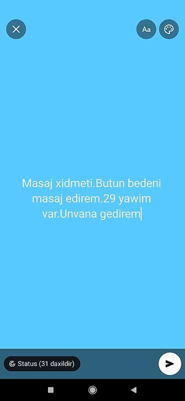 Masaj xidməti – bütün bədən masajı. - 29 yaş - Ünvana gələ bilərəm