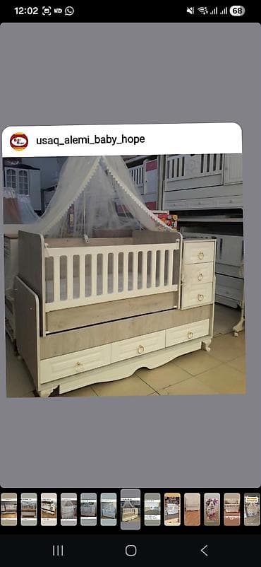 Oğlan və qız üçün, Yeni, Dördbucaq, Beşik, Dəst ilə, Matras ilə, Yellənmə mexanizmi ilə — 1