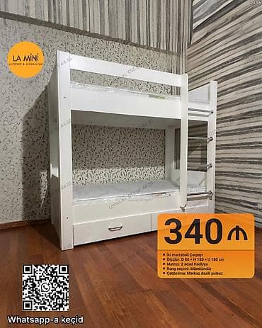 İki mərtəbəli çarpayı – LA Mini dizaynı - Ümumi ölçülər: D 80 x H 180