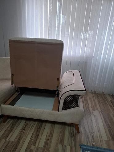 Divanlar: L formalı künc divan dəsti - Rəng: krem-bej, bənövşəyi dekor — 3