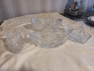 Lincoln: Şık şüşə/kristal qablar dəsti - Dəst: 4 ədəd - Material: qalın — 1