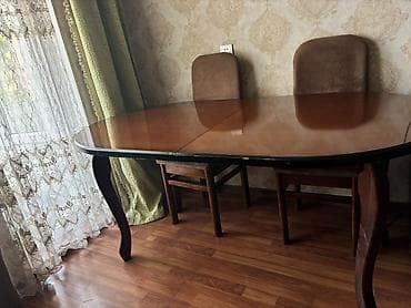 Qonaq otağı üçün, İşlənmiş, Açılan, Oval masa, 6 stul — 2