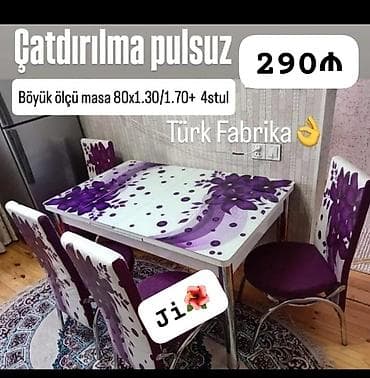 Mətbəx üçün, Açılan, Dördbucaq masa, 4 stul