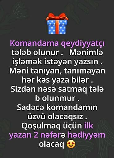 operator teleb olunur: Hostes, qeydiyyatçı tələb olunur, İstənilən yaş, Təcrübəsiz — 1