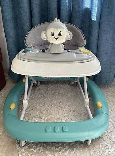 Yerimək üçün arabalar, çəliklər, əsalar, rollatorlar: Uşaq gəzdirici (walker) - Rənglər: ağ, boz və turkuaz yaşıl baza - — 1