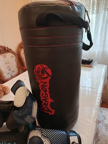 king boks: Boks/MMA üçün komplekt - Qum torbası: “DRAGON” loqolu, silindrik — 3