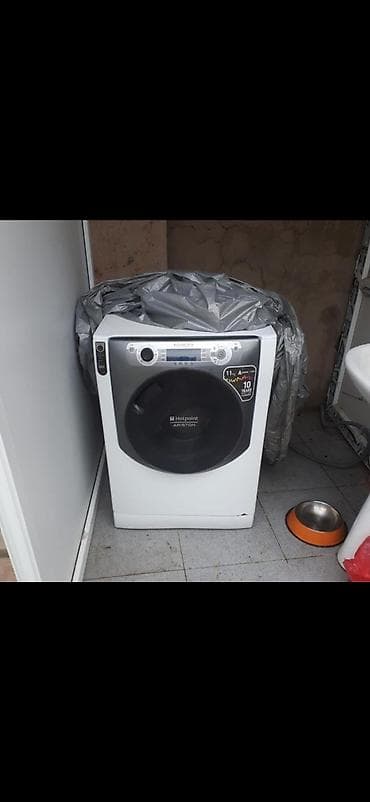 ev əşyaları işlənmiş: Paltaryuyan maşın Hotpoint Ariston, 10 kq-dan çox, Qurutmasız — 1