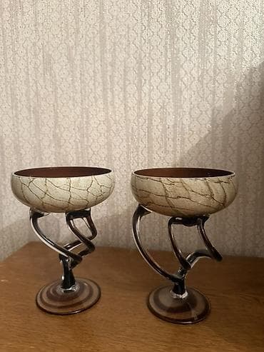 Dekorativ qab dəsti – 2 ədəd - Material: Şüşə - Rəng/naxış: Üst hissə