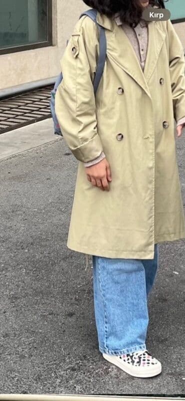 женский плащ новая: Bej rəngli trençkot 13-14 yash - Klassik ikiqat düyməli model - — 1