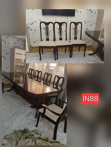 Qonaq otağı üçün, Açılan, Dördbucaq masa, 8 stul