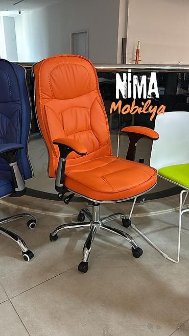 tek stollar: Yeni, Təkərli, Qolları tənzimlənir, Dəri — 8