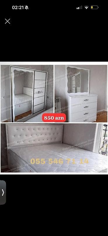 yatağa desti: İkinəfərlik çarpayı, Dolab, Termo, 2 tumba, Yeni — 4