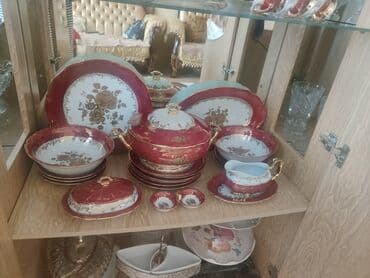 heyat yoldasi ucun tortlar: Nahar dəsti, rəng - Qırmızı, Farfor — 5