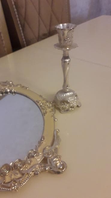 ayaqlı güzgü: Güzgü Masaüstü, Dairə, Dekorativ, Şamdanla — 2