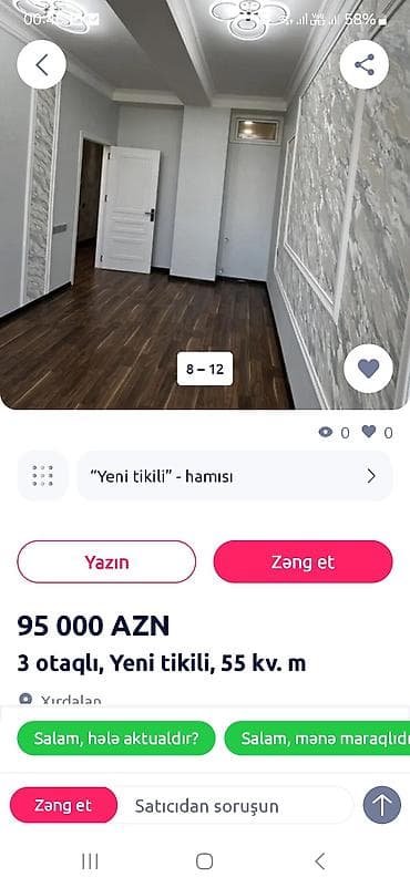 mingecevirde evler 2020: 2 otaqlı, Yeni tikili, 55 kv. m — 10