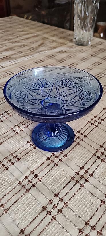 balaca tortlar: Tort və şiriniyyat qabı, rəng - Mavi, Şüşə — 1
