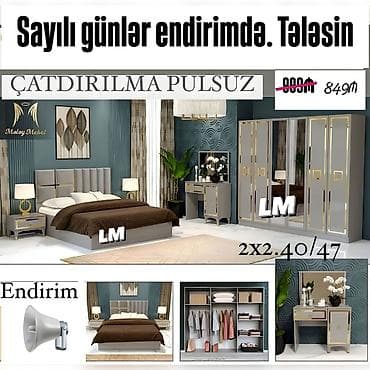 Ev üçün mebel: Yataq otagi dəsti Sifarişlə və yeni Qiymət : 849₼ Dəstə — 1