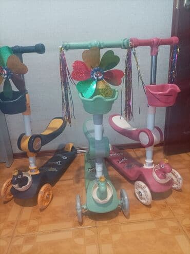 трехколесный велосипед с ручкой: Scooter 🌀 Açılıb yığılır 🌀 Oturub sürmək olur 🌀 işıqlı 🌀 səbəti ve — 2