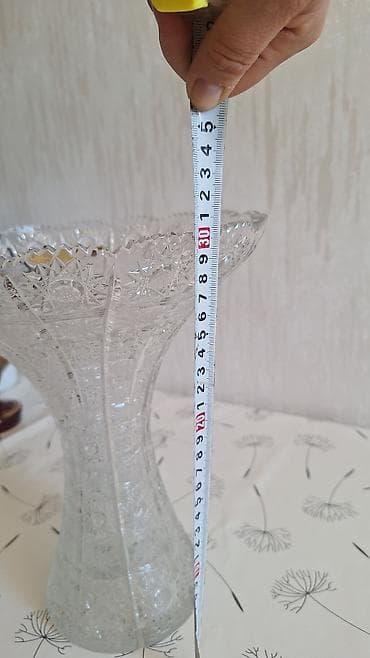 karaca serviz: Kənafidə oyma naxışlı kristal dəst - Material: qalın, şəffaf kəsim — 2