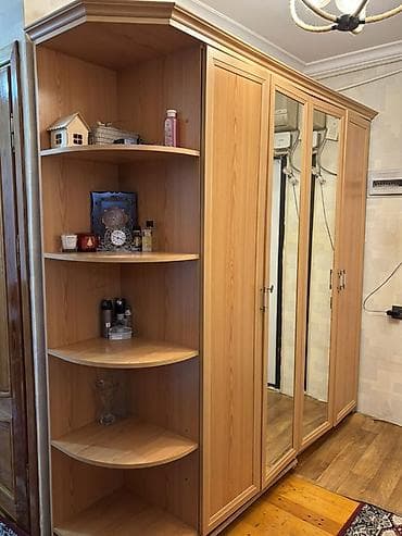 kunc rəf: Künc rəfli 4 qapılı şkaf - Material: ağac naxışlı laminat/MDФ (isti — 5