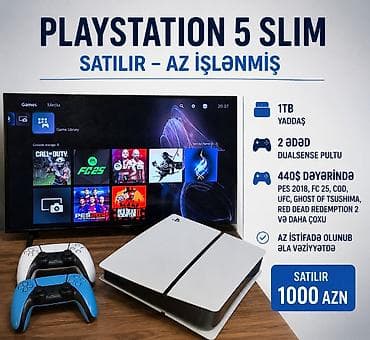 PlayStation 5 Slim oyun konsolu - Yaddaş: 1 TB - Aksesuar: 2 ədəd — 1