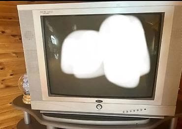 tv set: Kineskop (CRT) televizor – gümüşü korpus, ön paneldə inteqrə olunmuş — 2