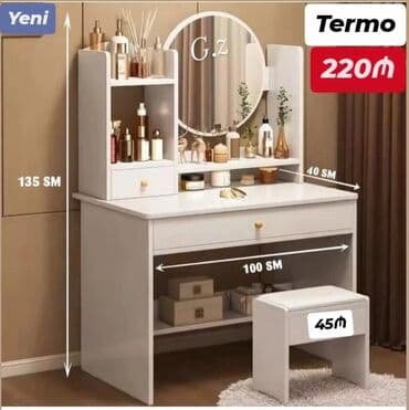 женский туалетный столик: *Termo 220Azn* *İstehsal Rusiya Laminat 18/lik qalınlıqda* ✔️Rəng — 1