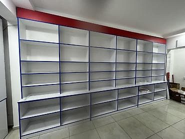 Mağaza üçün vitrin və rəf sistemi - Material: ağ laminat/MDFlam