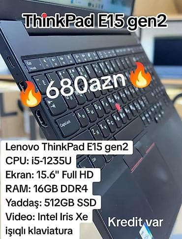 Lenovo ThinkPad, 15.6 ", Intel Core i5, 512 GB