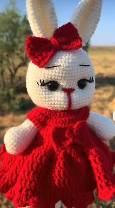 oyuncaqlar: Amigurumi dovşan oyuncağı – əl işi toxunma - Material: yumşaq — 9