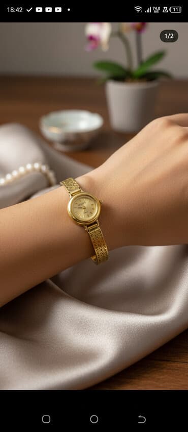 золотые часы женева 750 пробы мужские: Б/у, Наручные часы — 1