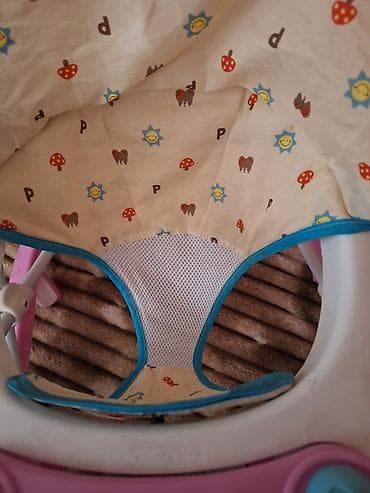 adamex lara uşaq arabaları: Uşaq gəzdirəci (walker) - Rəng: çəhrayı-ağ şassi, naxışlı krem rəngli — 6