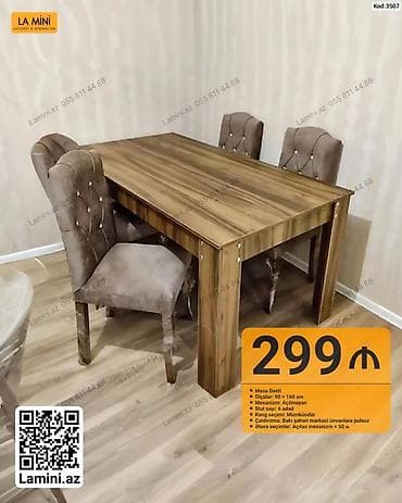 kohnə stul: Masa Dəsti – La Mini (Kod: 3507) - Masa ölçüləri: 90 × 160 sm - — 1