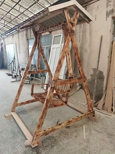 Мебель: Bağ və həyət üçün taxta yelləncək - Material: təbii ağacdan yığılma — 5