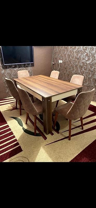 Mətbəx üçün, Dördbucaq masa, 6 stul