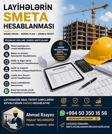 Layihelerin Smeta deyerinin hesablanması. işçilik materiyalın dəyəri