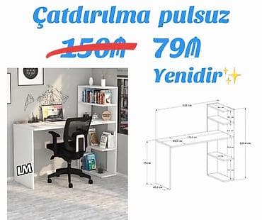 ag masa: Düz masa, Polkalı, Siyirməsiz, MDF, Zəmanətsiz, Kredit yoxdur — 1