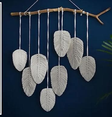 divar ucun dekorlar: Makrame divar bəzəyi – əl işidir - Material: 100% pambıq iplər, taxta — 2