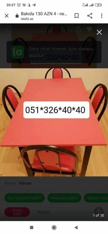 Masa və oturacaq dəstləri: Qonaq otağı üçün, Yeni, Açılan, Dördbucaq masa, 4 stul — 23