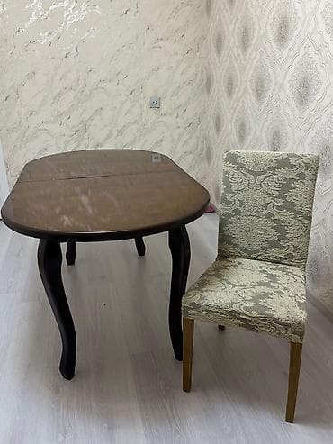 Qonaq otağı üçün, İşlənmiş, Açılan, Oval masa, 4 stul — 6