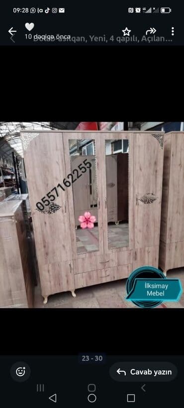 paltar asılqanı taxta: Yeni, 4 qapılı Düz dolab, Dolab-asılqan — 10
