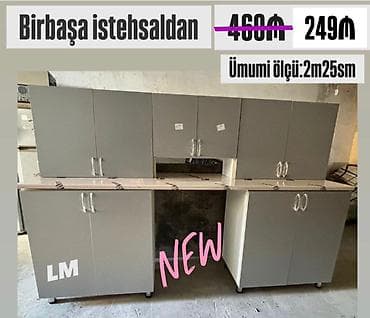 mini divan: Mətbəx mebel dəsti – birbaşa istehsaldan - Ümumi ölçü: 2 m 25 sm - — 1